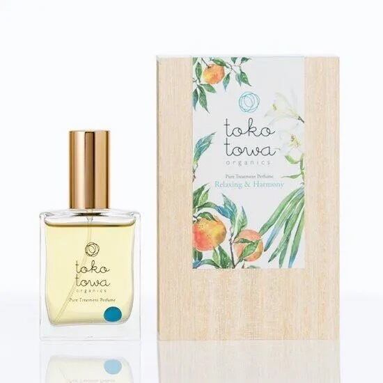 オーガニック香水 ピュアトリートメントパフューム 25ml ライトブルー 〜日本の橙とバニラの香り〜 天然石ブルーオニキス入り